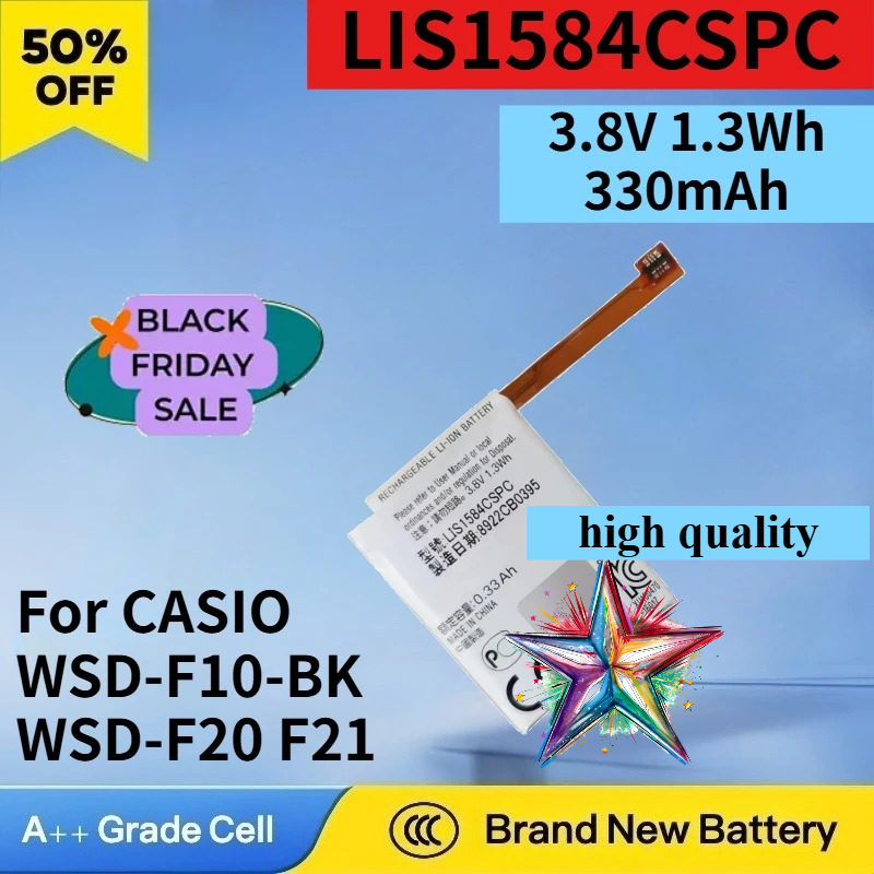 Casio Watches Smartwatch - 3.8V 1.3Wh LIS1584CSPC แบตเตอรี่สำหรับ CASIO WSD-F10-BK/GN/RD/RG