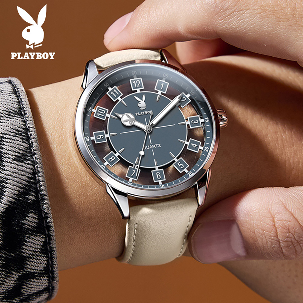 Smartwatch Watches Brands For Men - PLAYBOY 3137 แบรนด์ควอตซ์นาฬิกาสำหรับผู้ชายดูอัลวิชั่น เอชดี ลูมินัสฟังก์ชั่น 30