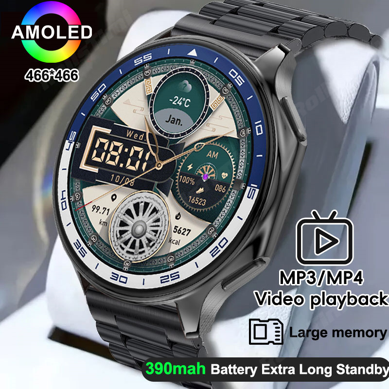 Smartwatch Professional Watches For Men - 1.43 AMOLEDสมาร์ทนาฬิกา3D Surround Vision 4GBหน่วยความจําขนาดใหญ่IP68 Smartwatchผู้ชาย2024ใหม่TWSหูฟังสําหรับOPPOนาฬิกาX