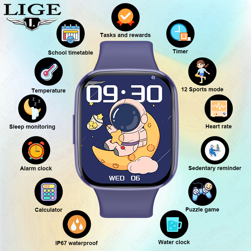 Smartwatch Digital Watches For Girls - Lige เด็กสมาร์ทวอท์ชผู้หญิงฟิตเนส Smart Watch Tracker Sport