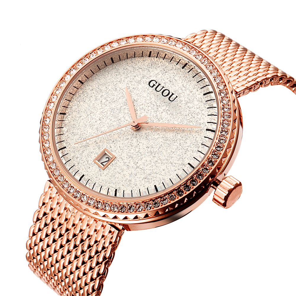 GUOU นาฬิกาควอตซ์สำหรับผู้หญิง - Mesh Stainless Strap บทวิจารณ์และราคา