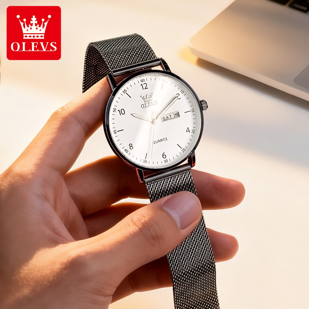 นาฬิกาควอตซ์ OLEVS ของแท้สำหรั - Mesh Stainless Strap บทวิจารณ์และราคา