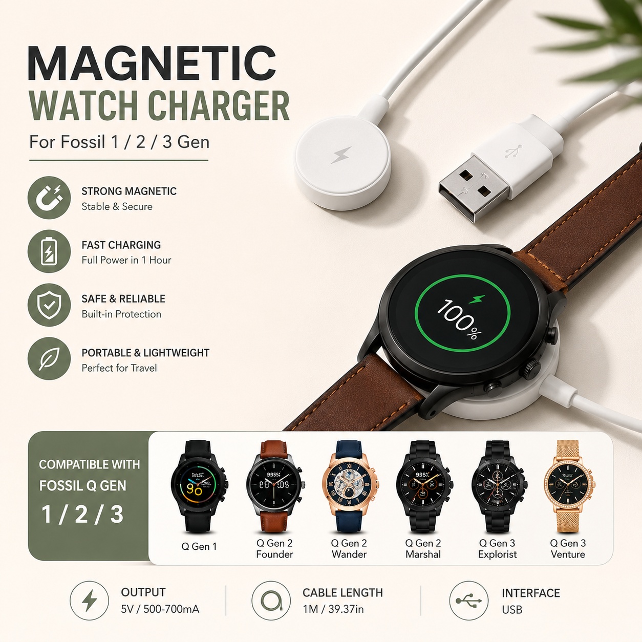 อะแดปเตอร์ชาร์จนาฬิกา USB สายช - Fossil Watches Smartwatch Gen 3 บทวิจารณ์และราคา