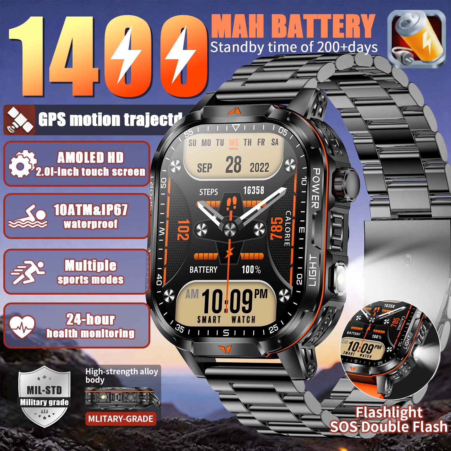 2026 ใหม่ทหาร 1400mAh แบตเตอรี - French Connection Watches Smartwatch App บทวิจารณ์และราคา