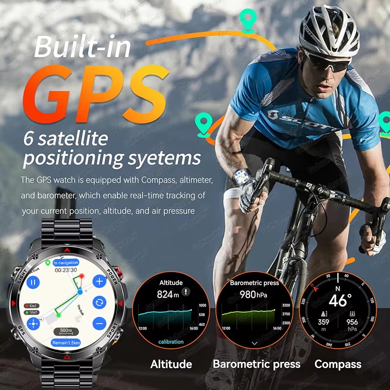 ทหาร 540mAh GPS สมาร์ทวอทช์ 3A - Smartwatch Professional Watches For Men บทวิจารณ์และราคา