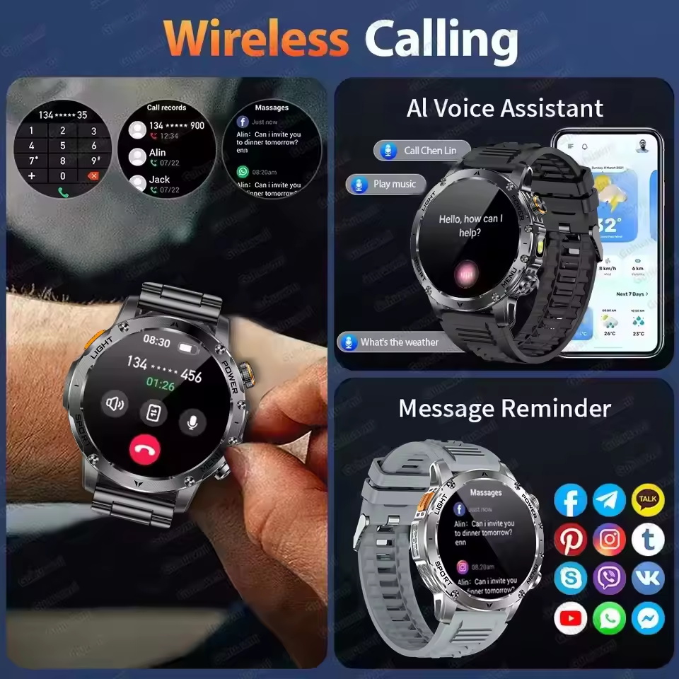 2025 ใหม่กลางแจ้งทหาร 1000MAH  - Smartwatch Professional Watches For Men บทวิจารณ์และราคา