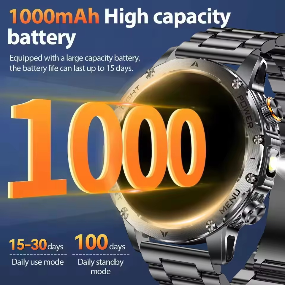 2025 ใหม่กลางแจ้งทหาร 1000MAH  - Smartwatch Professional Watches For Men บทวิจารณ์และราคา