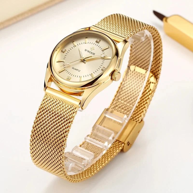 WWOOR แบรนด์หรูชุดทองนาฬิกาสุภ - Mesh Stainless Strap บทวิจารณ์และราคา